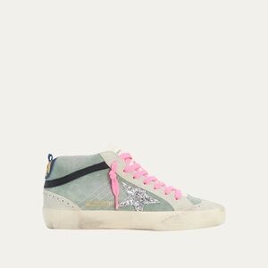 Golden Goose Mid Star Suede Glitter Sneakers Size 37
